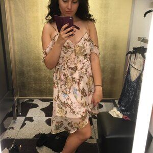 Light Pink Flowery Mesh Dress with Slip